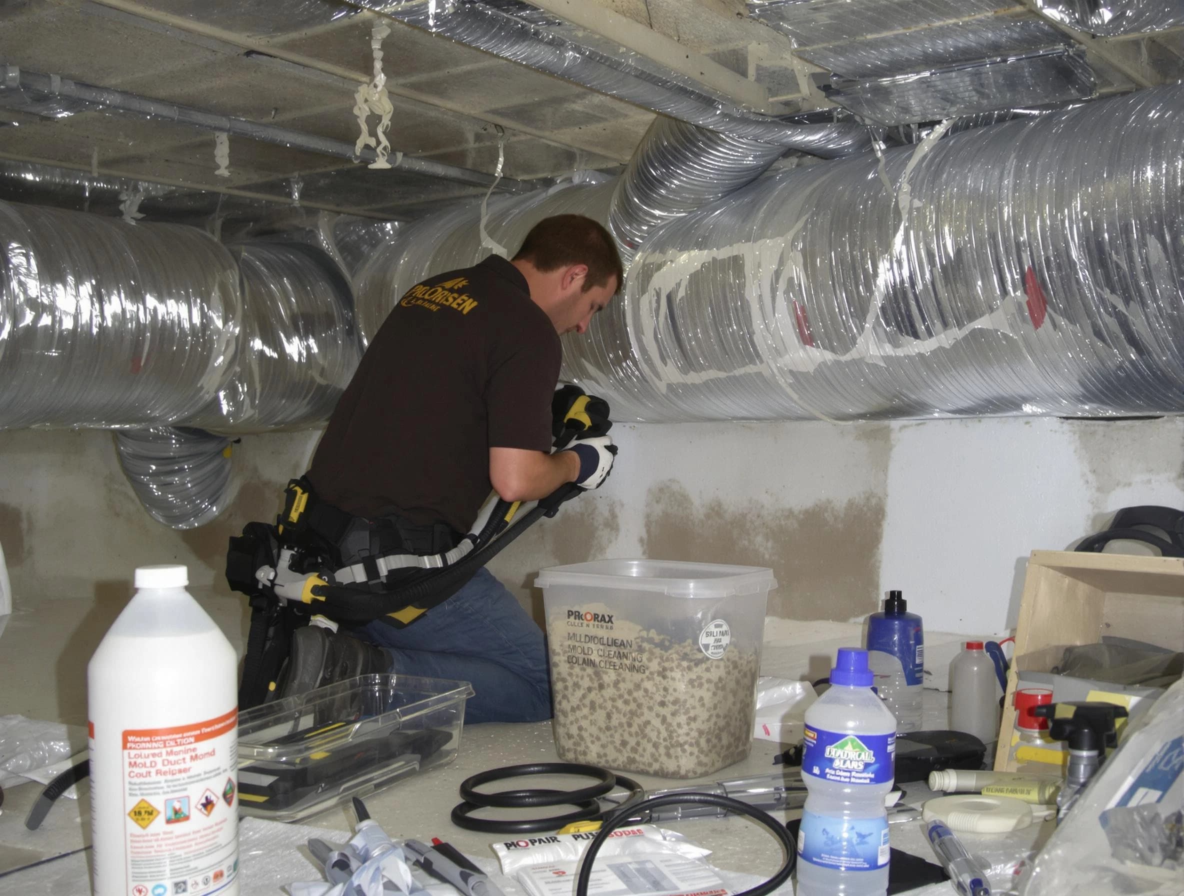Austell Air Duct Cleaning specialist performing professional mold removal from air ducts in Austell