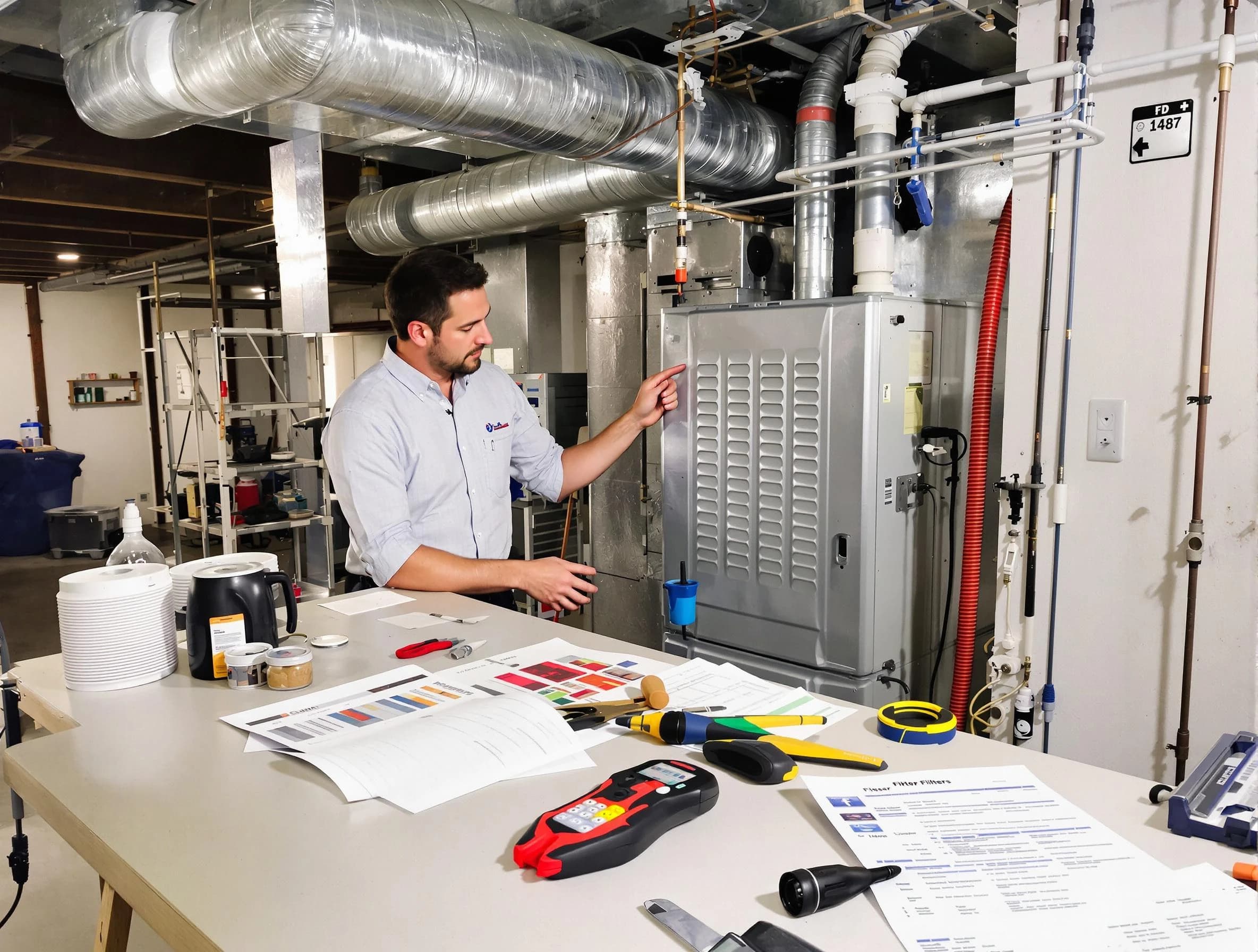 Austell Air Duct Cleaning inspector conducting detailed filter system evaluation using professional diagnostic tools in Austell