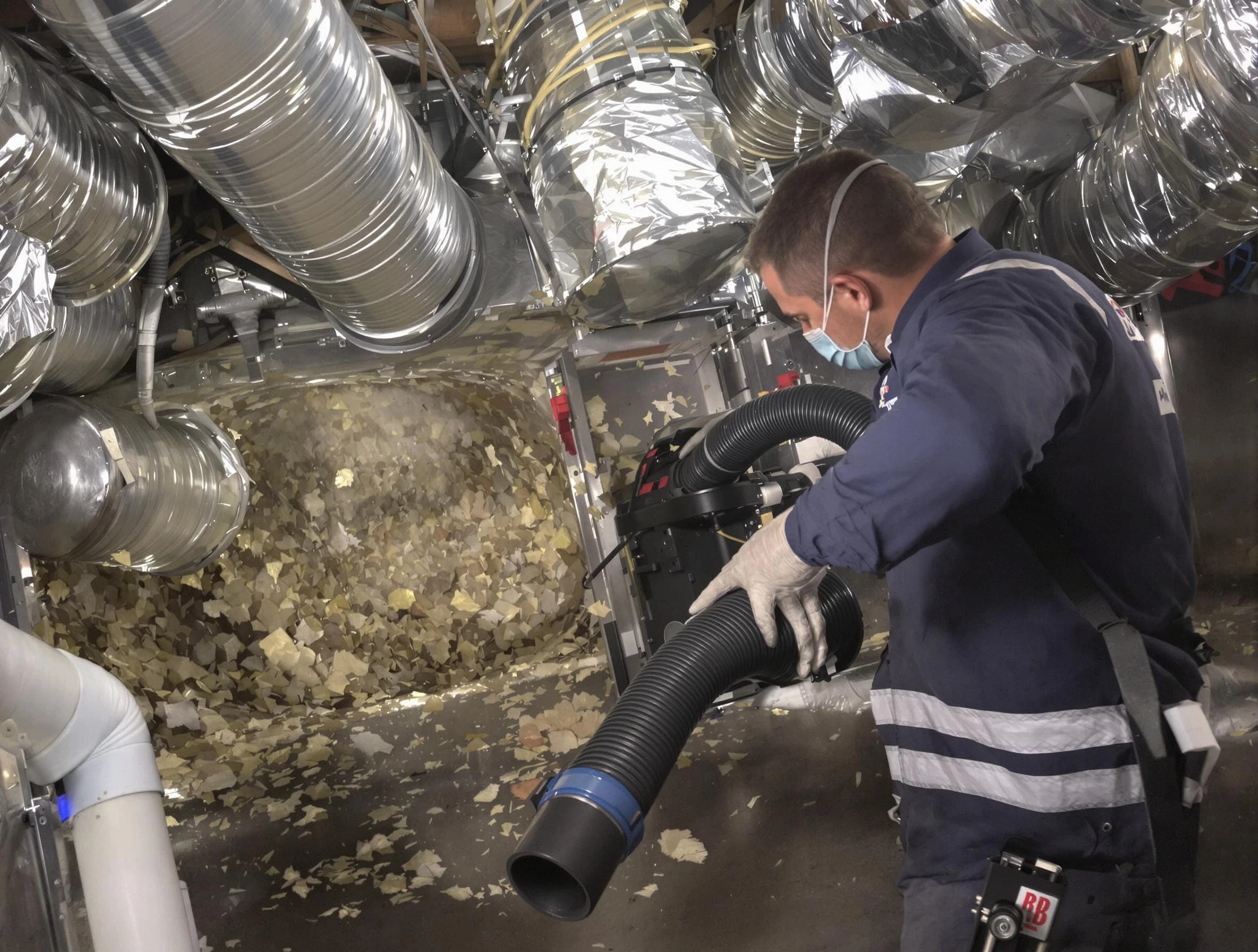 Austell Air Duct Cleaning specialist operating negative pressure cleaning equipment for thorough duct maintenance in Austell