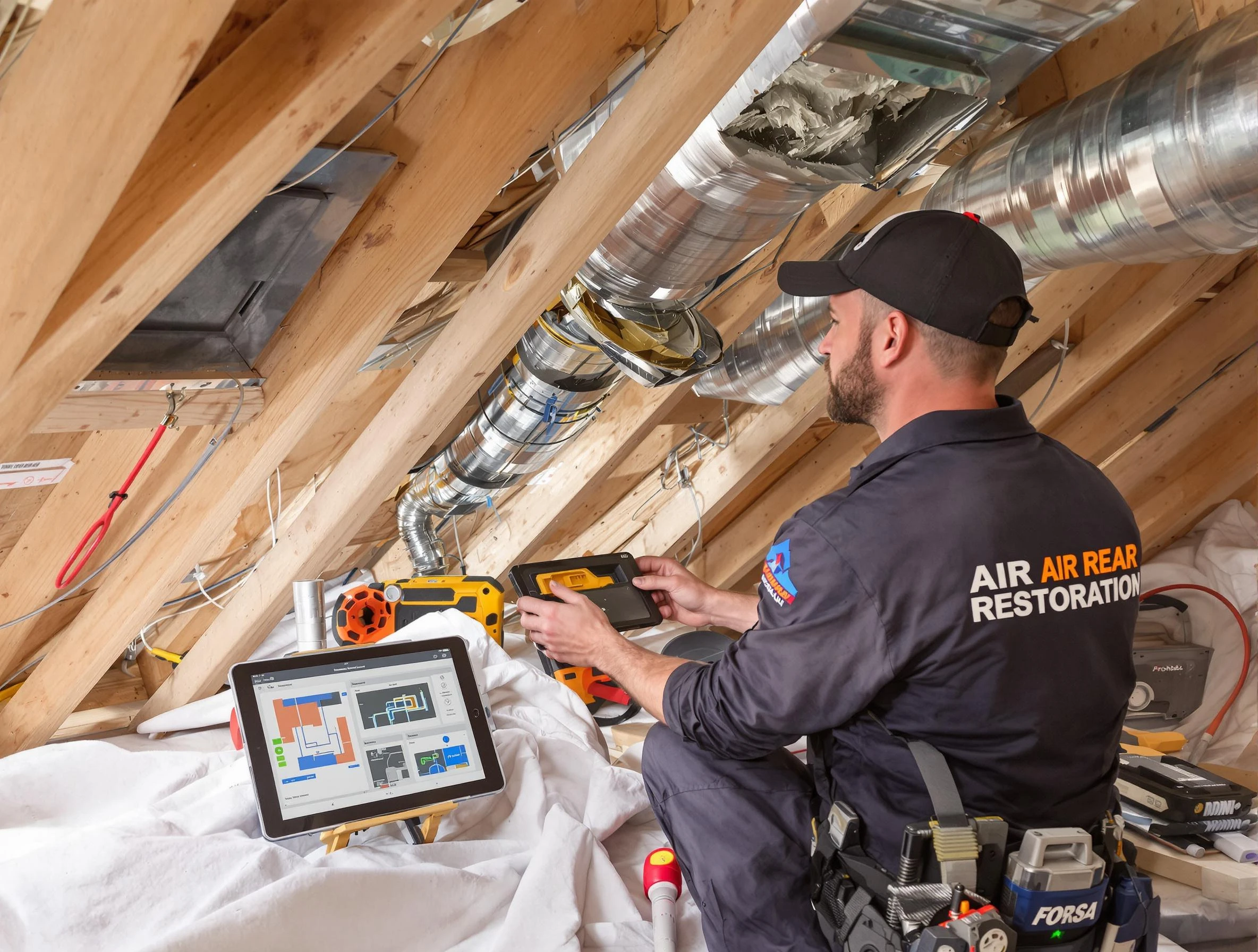Austell Air Duct Cleaning technician performing precise duct repair work in Austell