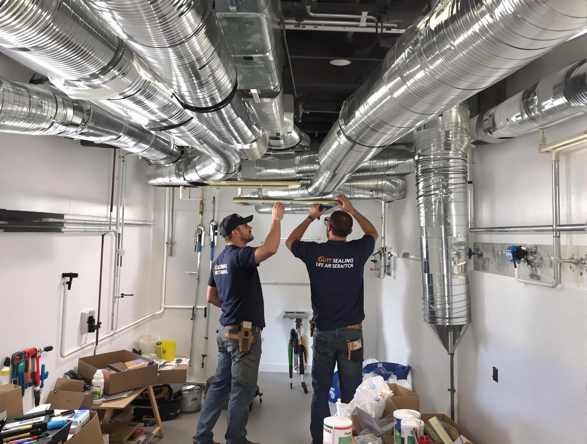 Austell Air Duct Cleaning technician applying professional duct sealing solutions in Austell