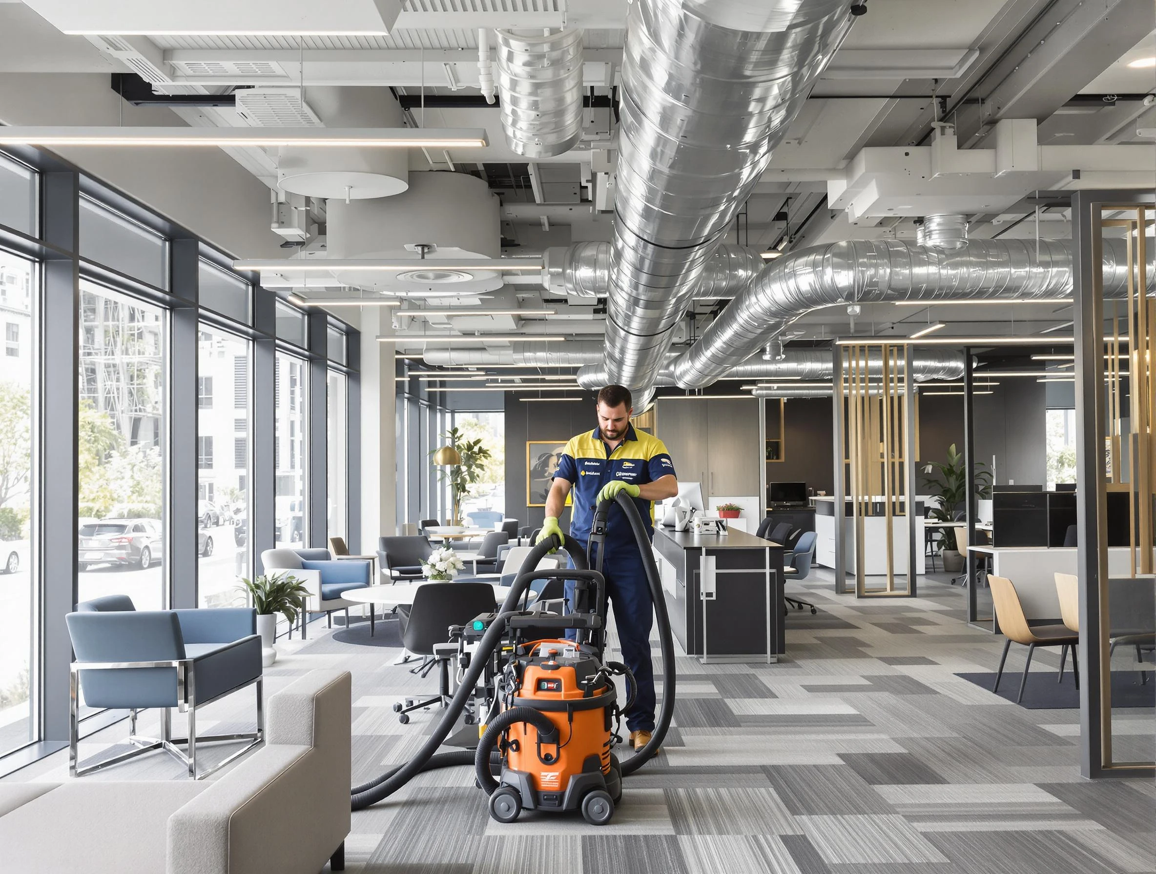 Austell Air Duct Cleaning team performing thorough commercial duct cleaning at a Austell business center